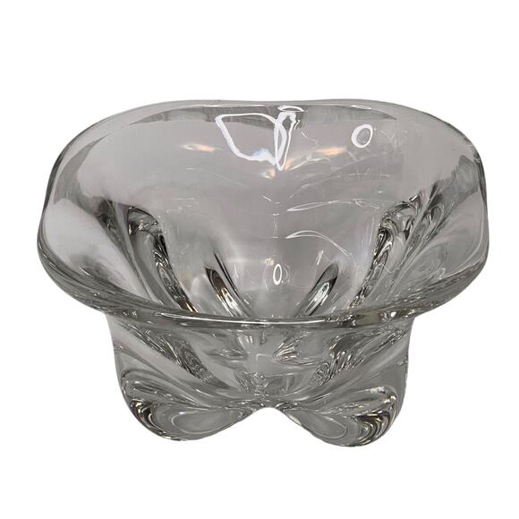 Vintage MCM Swedish Style Crystal Candy Dish Bowl Classic Cross Foot Design - Picture 1 of 12